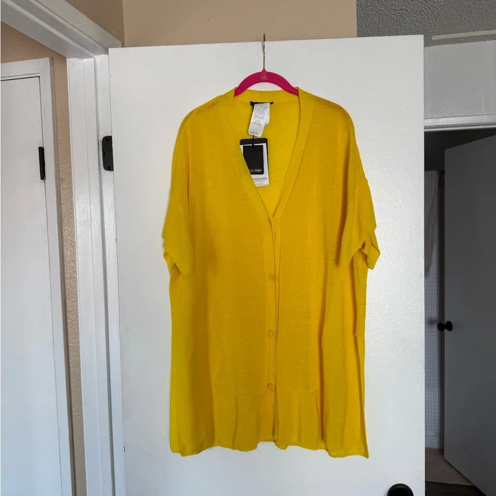 Marina Rinaldi Yellow Knit Cardigan NWT 14-16 oversized - Picture 13 of 16